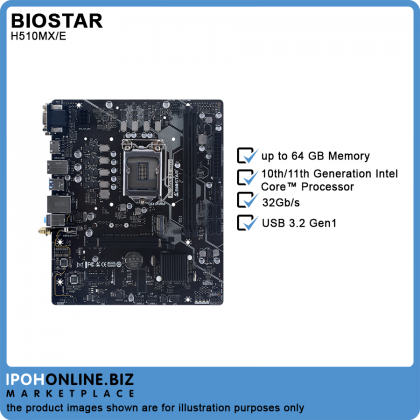 Biostar H510MX/E 10th & 11th Gen Intel H510 LGA1200 DDR4 M.2 DVI VGA HDMI Micro ATX Motherboard Biostar H510MX/E 10th & 11th Gen Intel H510 LGA1200 DDR4 M.2 DVI VGA HDMI Micro ATX Motherboard